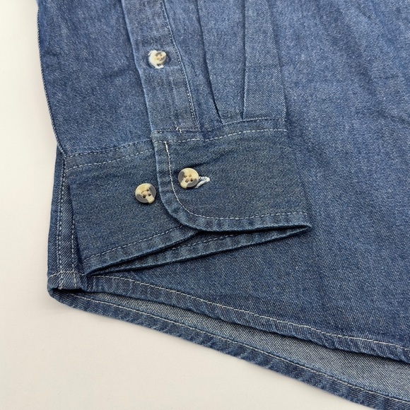 LA Autoshow Port and Company Denim Shirt Mens Large Blue Long Sleeve Button Down - Picture 5 of 9